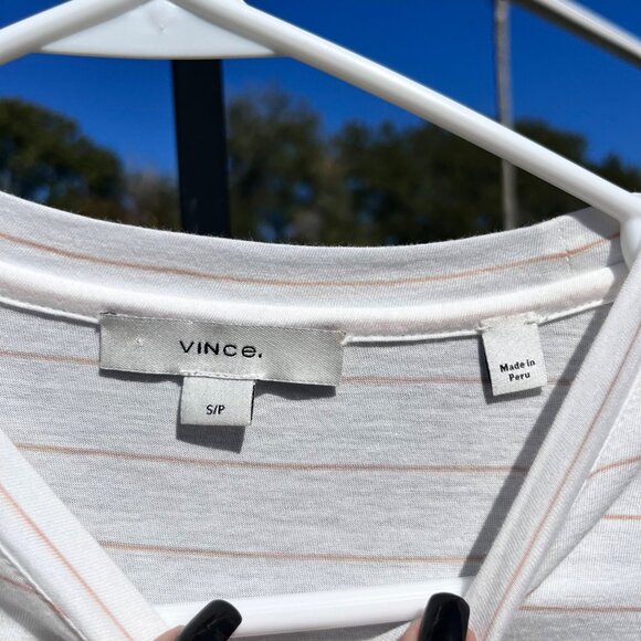 Vince Crew Neck Pima Cotton Striped Short Sleeve T Shirt Size S - Picture 3 of 7